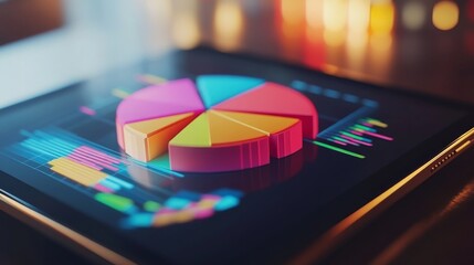 Poster - 3D Pie Chart Visualization on Digital Tablet Screen