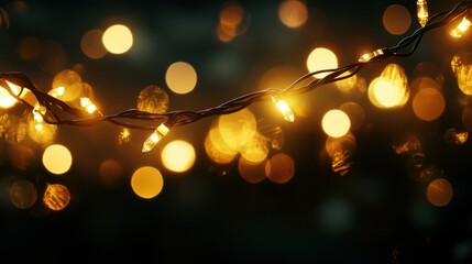 Aufkleber - Twinkling golden lights illuminate the dark, adding a warm and festive touch to the holiday ambiance. Generative AI