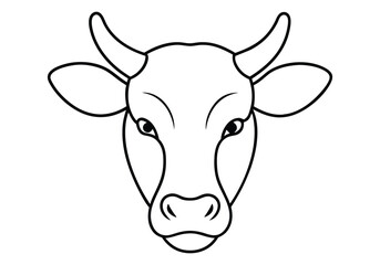 Wall Mural - Minimalist One Line Art of a Cow’s Head – Abstract Animal Vector