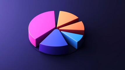 Poster - colorful 3d pie chart on dark background