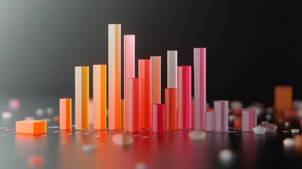 Fototapete - Colorful Abstract Data Visualization with Bars and Shapes
