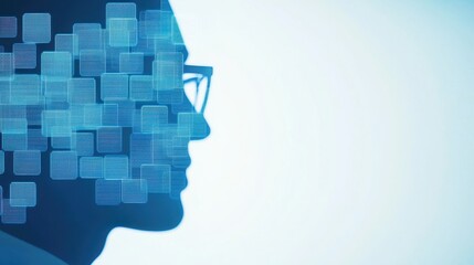 Poster - Human Silhouette with Layers of Floating Elements, 3D illustration