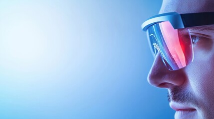 Poster - Augmented Reality Glasses on Person's Face, 3D illustration