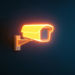 Poster - Glowing Security Camera with Privacy Shield, 3D illustration