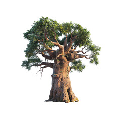 Majestic Baobab Tree with Lush Foliage and Intricate Bark