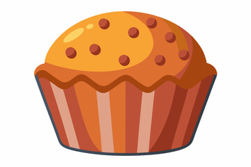 Sticker -  Cartoon of homemade cupcake icon for web design isolated on white background