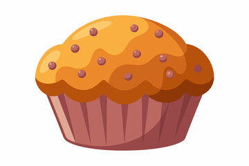 Sticker -  Cartoon of homemade cupcake icon for web design isolated on white background