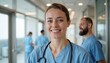 © Volha - Smiling nurse in the hospital corridor, Friendly medical staff