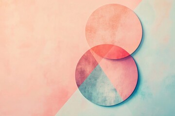 Poster - colorful circles and triangles are layered over a soothing pastel background, showcasing a harmoniou