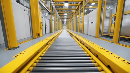 Poster - Modern Conveyor System in Industrial Warehouse Environment