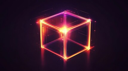 Poster - A reflective holographic logo shines in a clean, modern backdrop with text space
