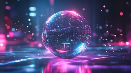 Poster - Reflective holographic logo stands out in a clean, modern environment
