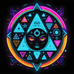 Mysterious Spirit Board: Occult, Intriguing, Mystical, Captivating, Neon Glow T-Shirt Design