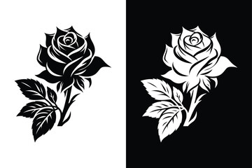 Wall Mural - rose flower silhouette icon vector on white background.