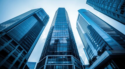 Urban Skyscrapers from Unique Angle View