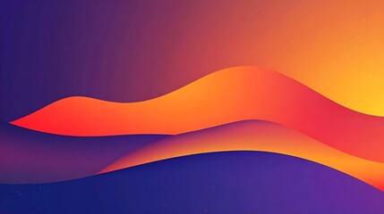 Canvas Print - Abstract Gradient Background with Wavy Lines in Orange  Yellow  and Purple