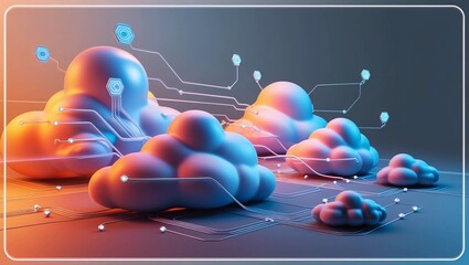Poster -  Stunning Cloud Computing and Digital Data Transfer Visual – Virtualized Network Concept