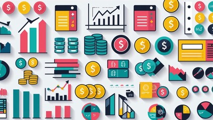 Poster -  Charts and Graphs with Glowing Lights and Blurred Lines – Data Visualization and Statistical Analysis