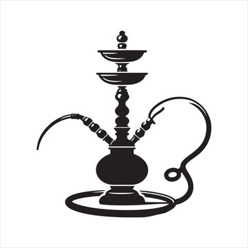 Hookah silhouette on white background
