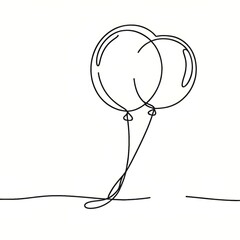 Minimalist drawing with floating balloons