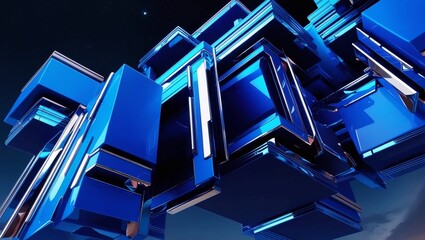 Poster - Blue Geometric Pattern Abstract Art