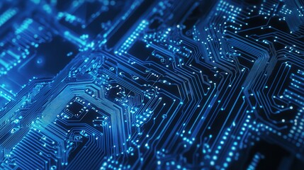 Poster - Abstract Circuit Board with Blue Lighting Effects
