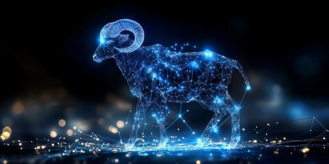 Wall Mural - a detailed Aries constellation, with technology connections and light particles
