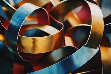 Aufkleber - Vibrant abstract shapes mimic the look of gift boxes and ribbons, beautifully layered against a dark backdrop, conveying a celebratory mood. Generative AI