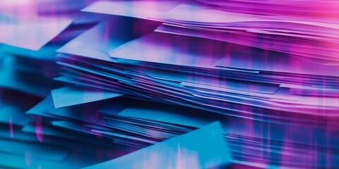 Wall Mural - a lot of digital documents on a notebook screen, abstract image, blue and magenta hues