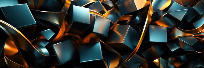 Poster - A collection of abstract shapes that mimic the appearance of gift boxes and ribbons, arranged in a vibrant and eye-catching display. Generative AI