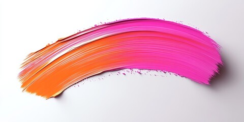 Wall Mural - 3d brush stroke color, one straight stroke, orange pink color, white background,