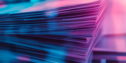 Wall Mural - a lot of digital documents on a notebook screen, abstract image, blue and magenta hues
