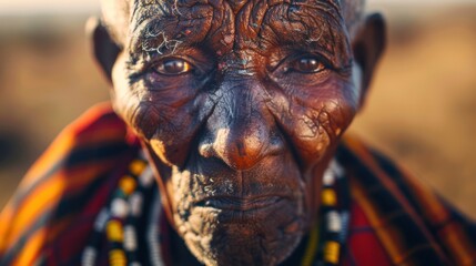 Sticker - Portrait of an Elderly Maasai Man