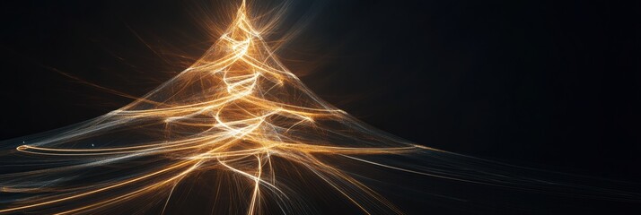 Aufkleber - This artwork showcases a beautifully styled abstract Christmas tree, glowing with warm light against a dark background. Generative AI