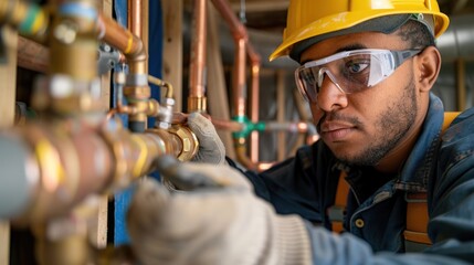 Plumber Working on Copper Pipes