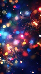 Aufkleber - Bright and colorful lights dance playfully against a dark backdrop, creating a joyful holiday atmosphere filled with cheer. Generative AI