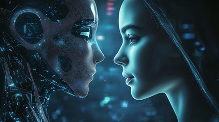 Aufkleber - Exploring the synergy of human and ai a visionary showcase of collaborative potential in the digital age