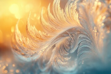 Aufkleber - Delicate frost patterns shimmer in the morning light, showcasing nature's artistry as warmth begins to melt the icy beauty. Generative AI