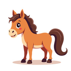 Poster - Smiling cartoon pony with short mane standing against white background