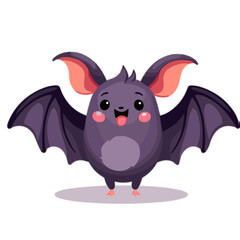 Poster - Adorable chubby cartoon bat on white background