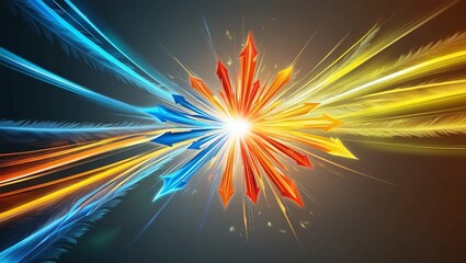 Poster -   Abstract Digital Arrows Rising in Vibrant Colors