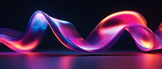 Poster - a colorful, curvy line that appears to be made of neon lights
