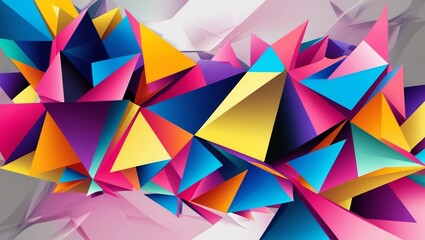 Poster - abstract geometric colorful triangles background