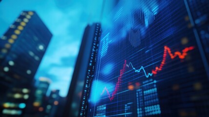 Poster - Financial Data Displayed on a Screen in a City