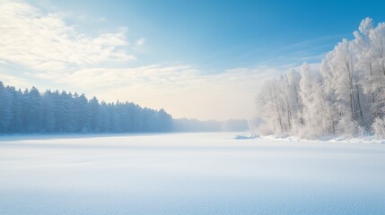 Empty panoramic winter background with copy space 