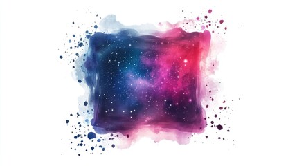 Poster - Watercolor cosmos square on a white background in 3D cartoon rendering