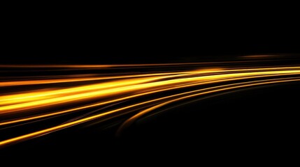 Poster - Digital Art Long Exposure Realistic Yellow Light Trails Orange Glow On Black Backdrop Bright Yellow Flash Effect Yellow Lighting Speed Effect Isolated