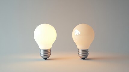 Poster - Isolated cool white and warm white light bulbs against a plain white background