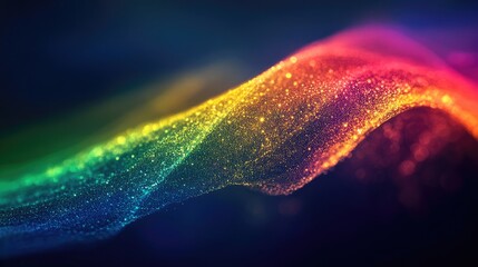Poster - Photograph of a rainbow against a dark backdrop featuring an abstract web design Ideal for banners panels and unique digital backgrounds with a surrealistic touch and light dispersion effects