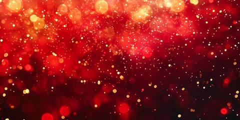 Wall Mural - vibrant red background with a multitude of gold sparkles scattered throughout. the red background is